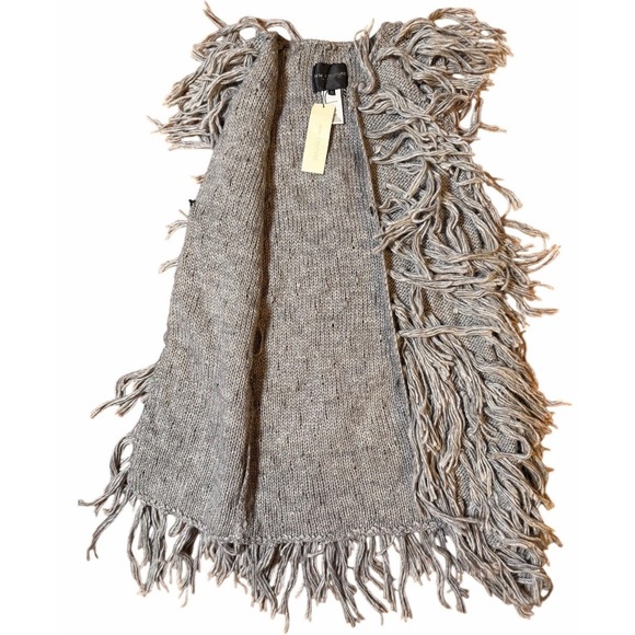 MM Couture by Miss Me Gray Fringe Longline Sweater Vest NWT Size Large - Picture 4 of 10